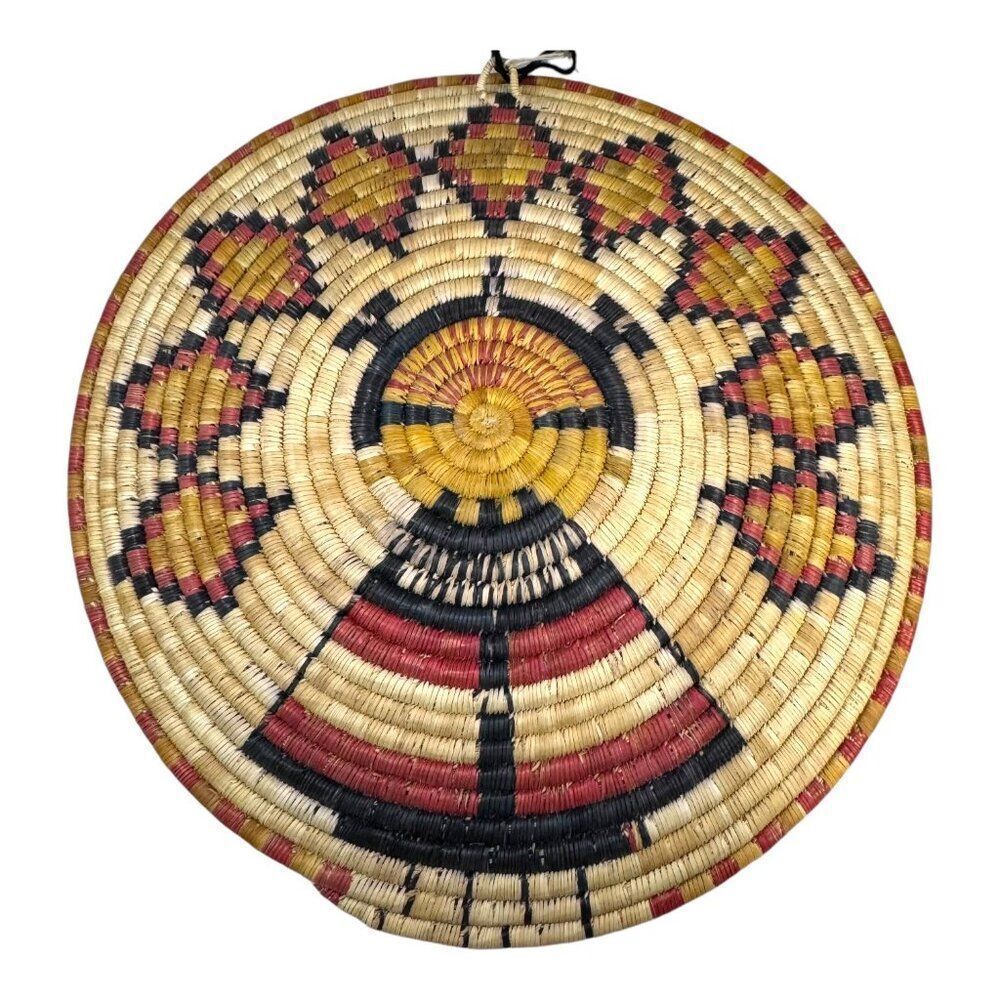 Vintage Museum Handwoven Hopi Coil Plaque Basket Corn Maiden Katsina Mana 1982 - Picture 8 of 8